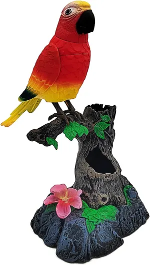 Tipmant Realistic Eelectric Birds Talking Parrots Electronic Pets Office Home Wall Desk Table Decoration Repeat What You Say Kids Toys Birthday Gifts (Red)