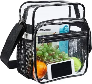 Tissting 26-50inch Adjustable Clear Bag Stadium Approved Clear Crossbody Messenger Shoulder Bag PVC Waterproof Visible Zipper Design,Large Capacity,Multiple Pockets,for Concerts, Sports Events
