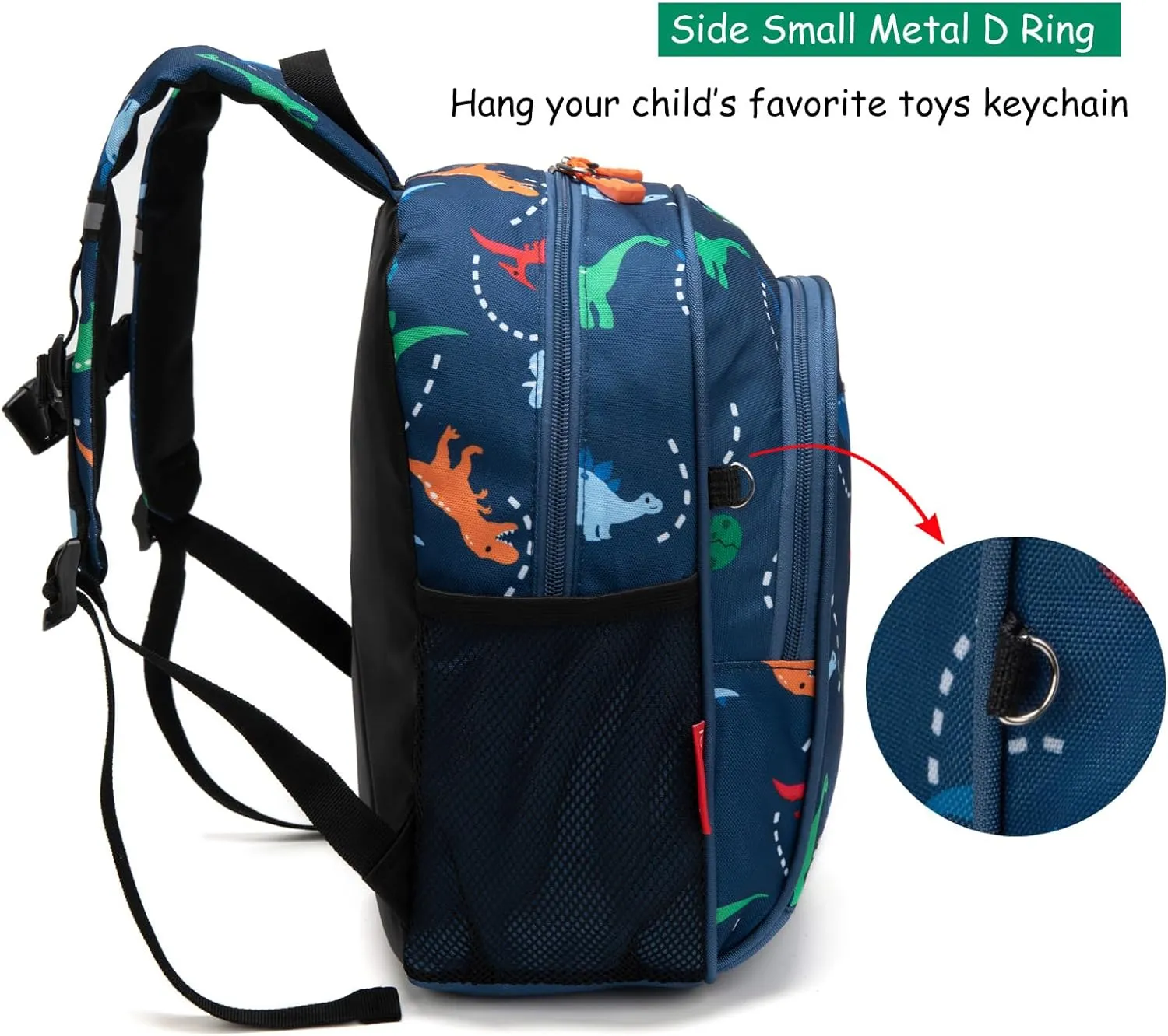 Toddler Backpack Boys, 12 Inch Kids Backpack for Preschool or Kindergarten, Dinosaur Navy Blue