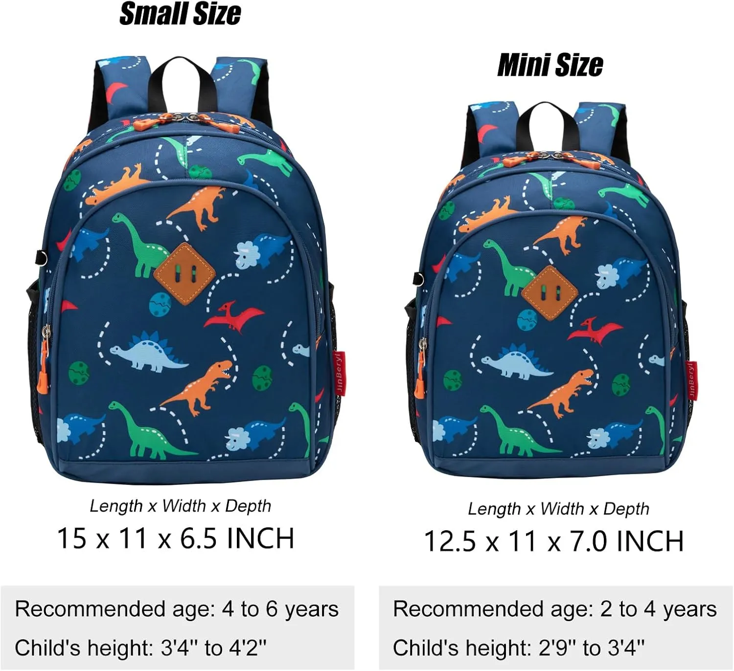 Toddler Backpack Boys, 12 Inch Kids Backpack for Preschool or Kindergarten, Dinosaur Navy Blue