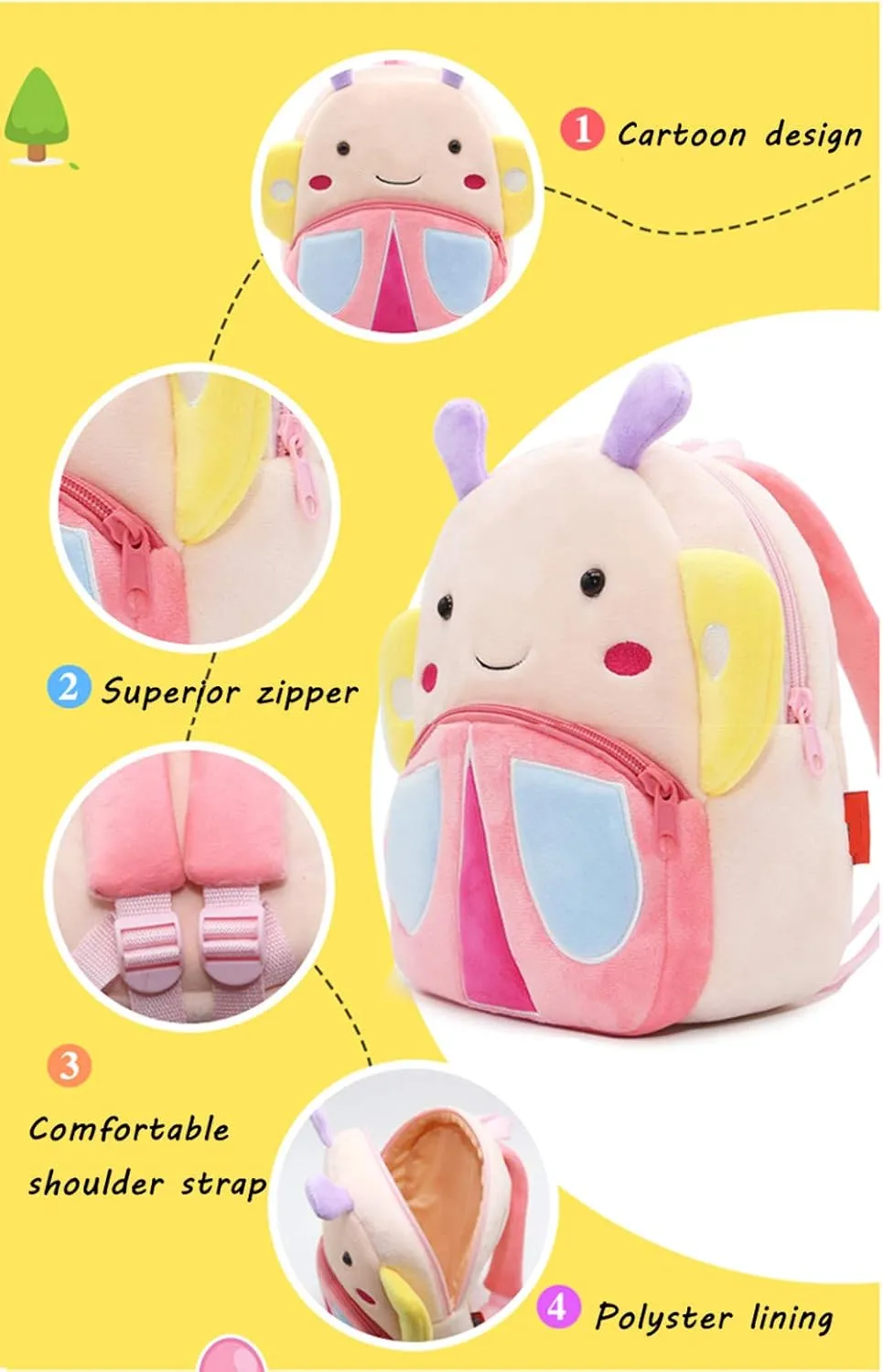 Toddler Backpack Zoo Animals Backpacks Cute Plush Bag Cartoon 10" Preschool Book Bag For 2  Years Girls Boys
