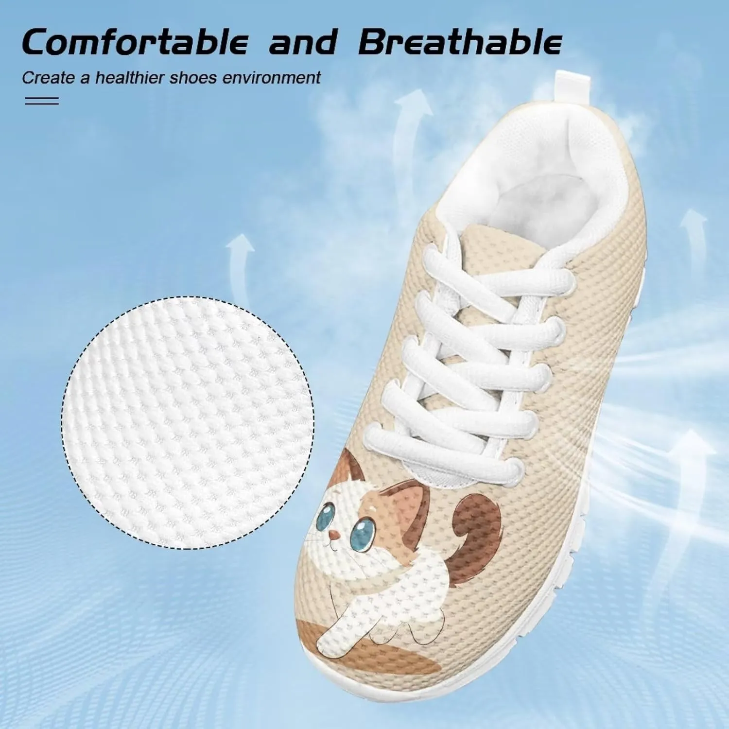 Toddler Boys Girls Sneakers Casual Cozy House Shoes Stylish Cartoon Breathable Elastic Mesh Shoes with Rubber Sole for Outdoor US Little Kid 11-15 Big Kid 1-5 White Sole