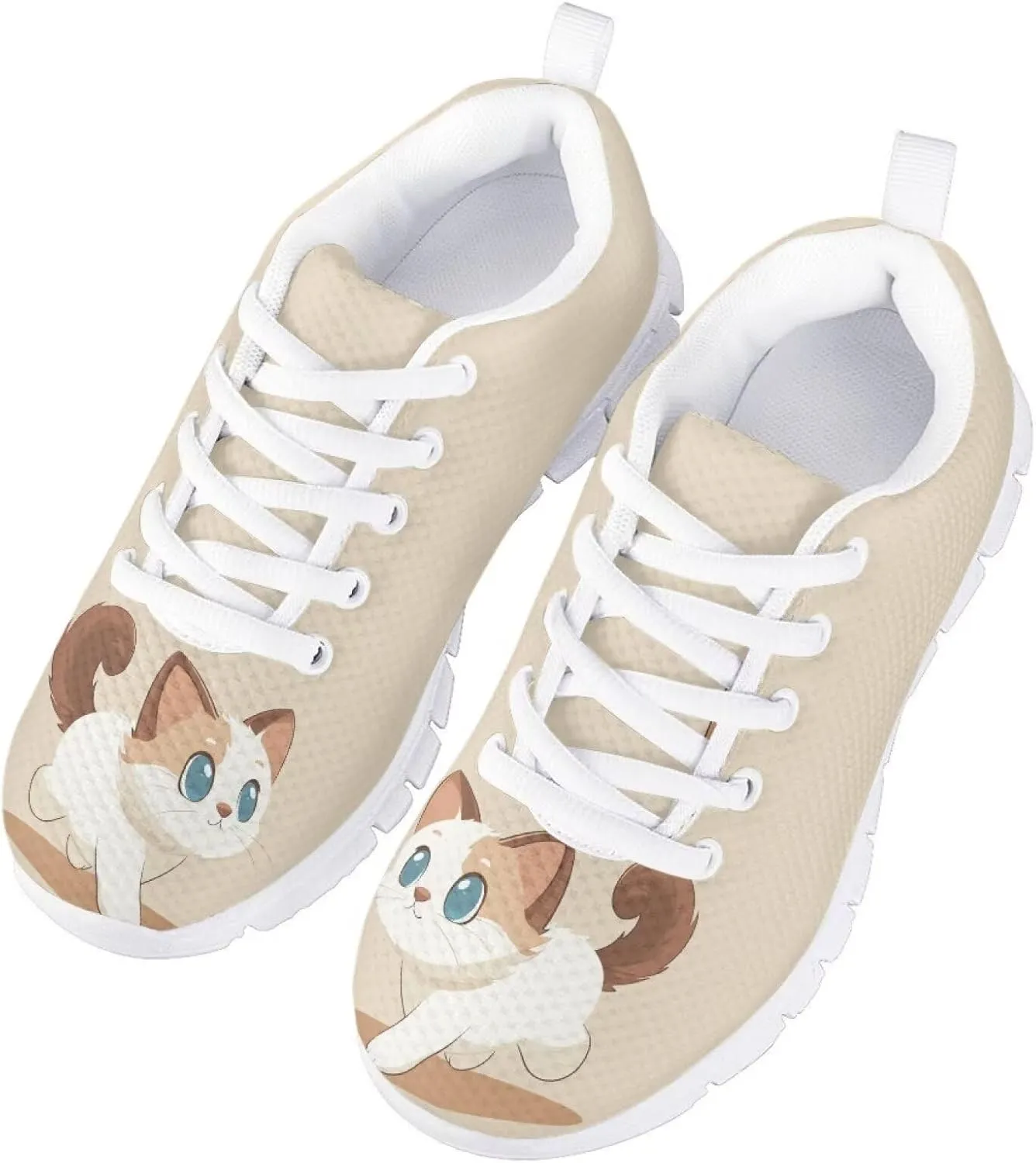 Toddler Boys Girls Sneakers Casual Cozy House Shoes Stylish Cartoon Breathable Elastic Mesh Shoes with Rubber Sole for Outdoor US Little Kid 11-15 Big Kid 1-5 White Sole