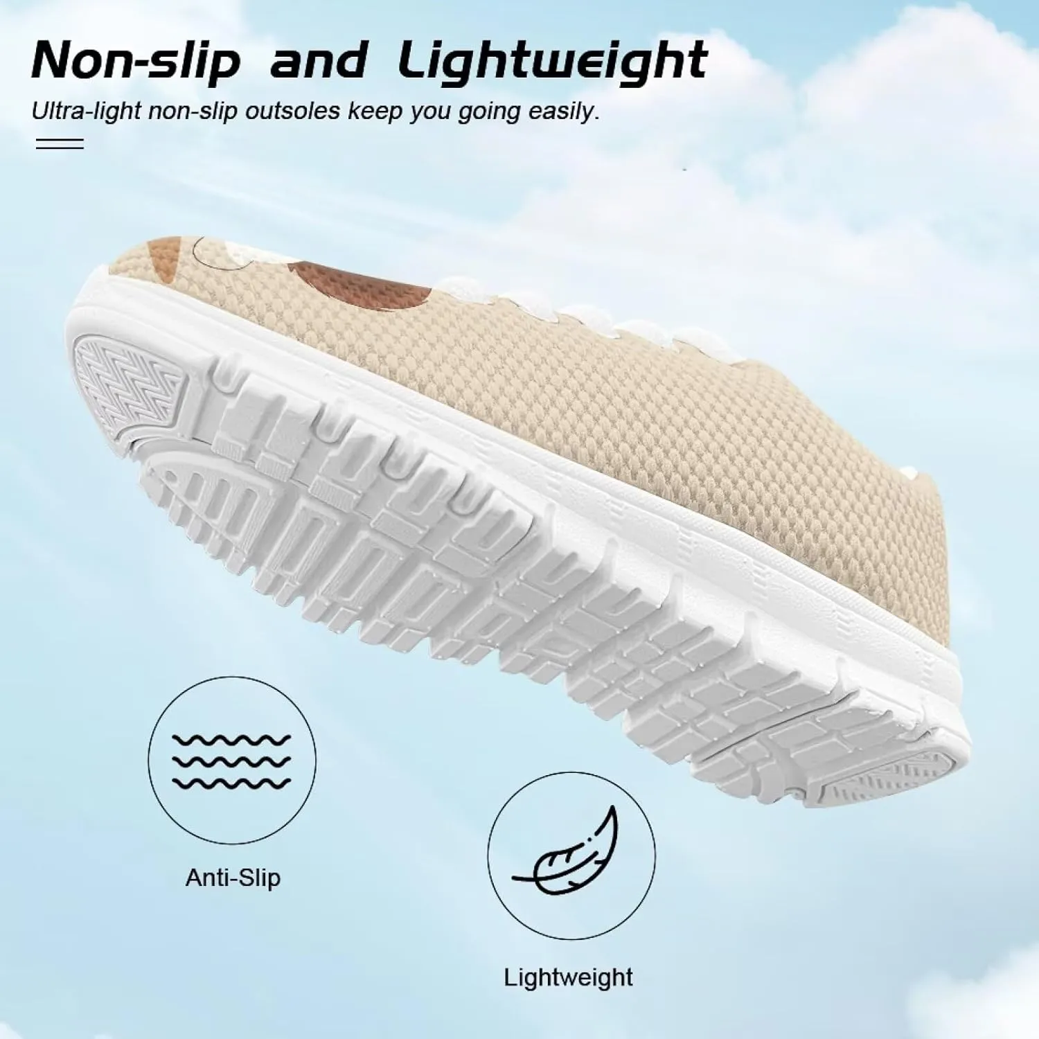 Toddler Boys Girls Sneakers Casual Cozy House Shoes Stylish Cartoon Breathable Elastic Mesh Shoes with Rubber Sole for Outdoor US Little Kid 11-15 Big Kid 1-5 White Sole