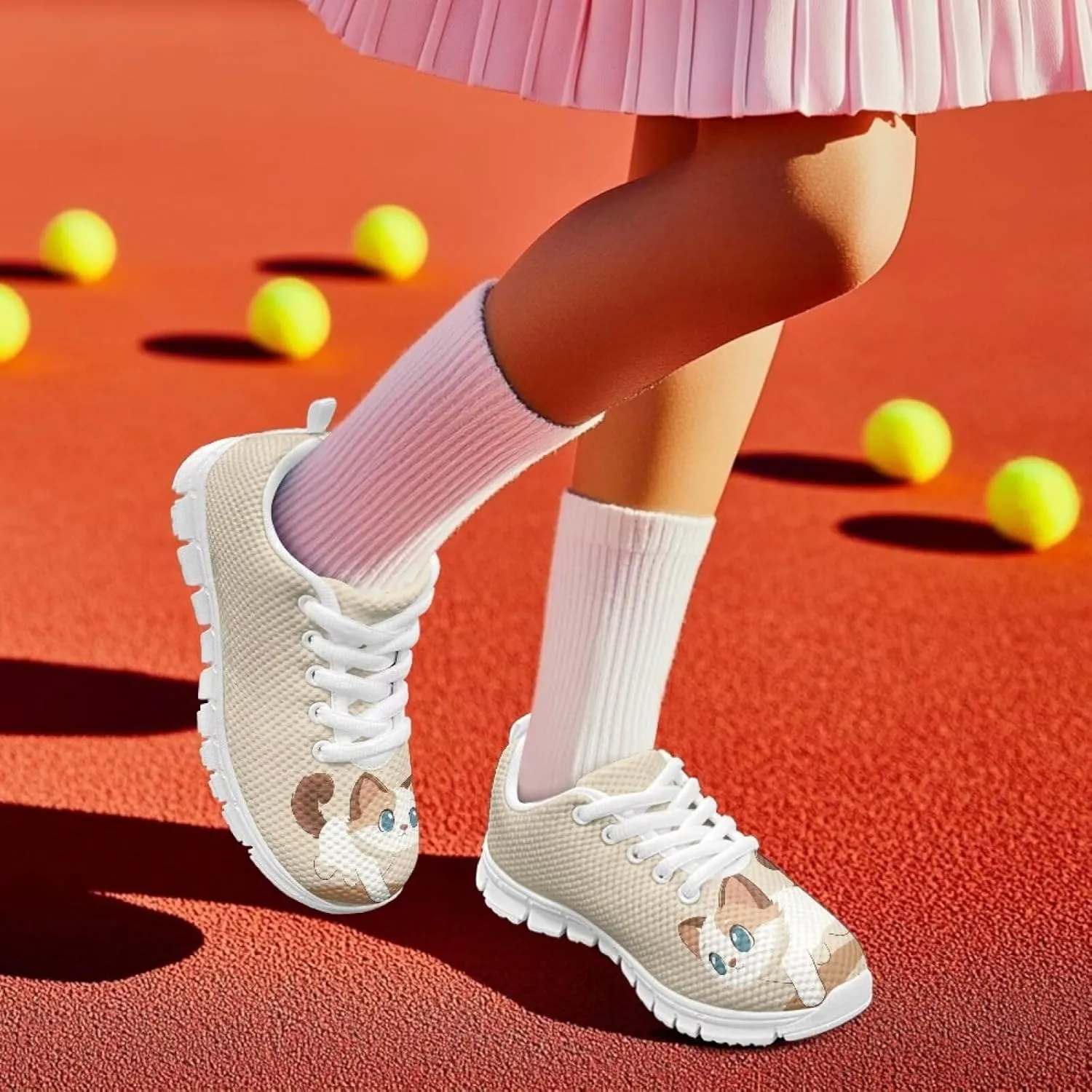 Toddler Boys Girls Sneakers Casual Cozy House Shoes Stylish Cartoon Breathable Elastic Mesh Shoes with Rubber Sole for Outdoor US Little Kid 11-15 Big Kid 1-5 White Sole