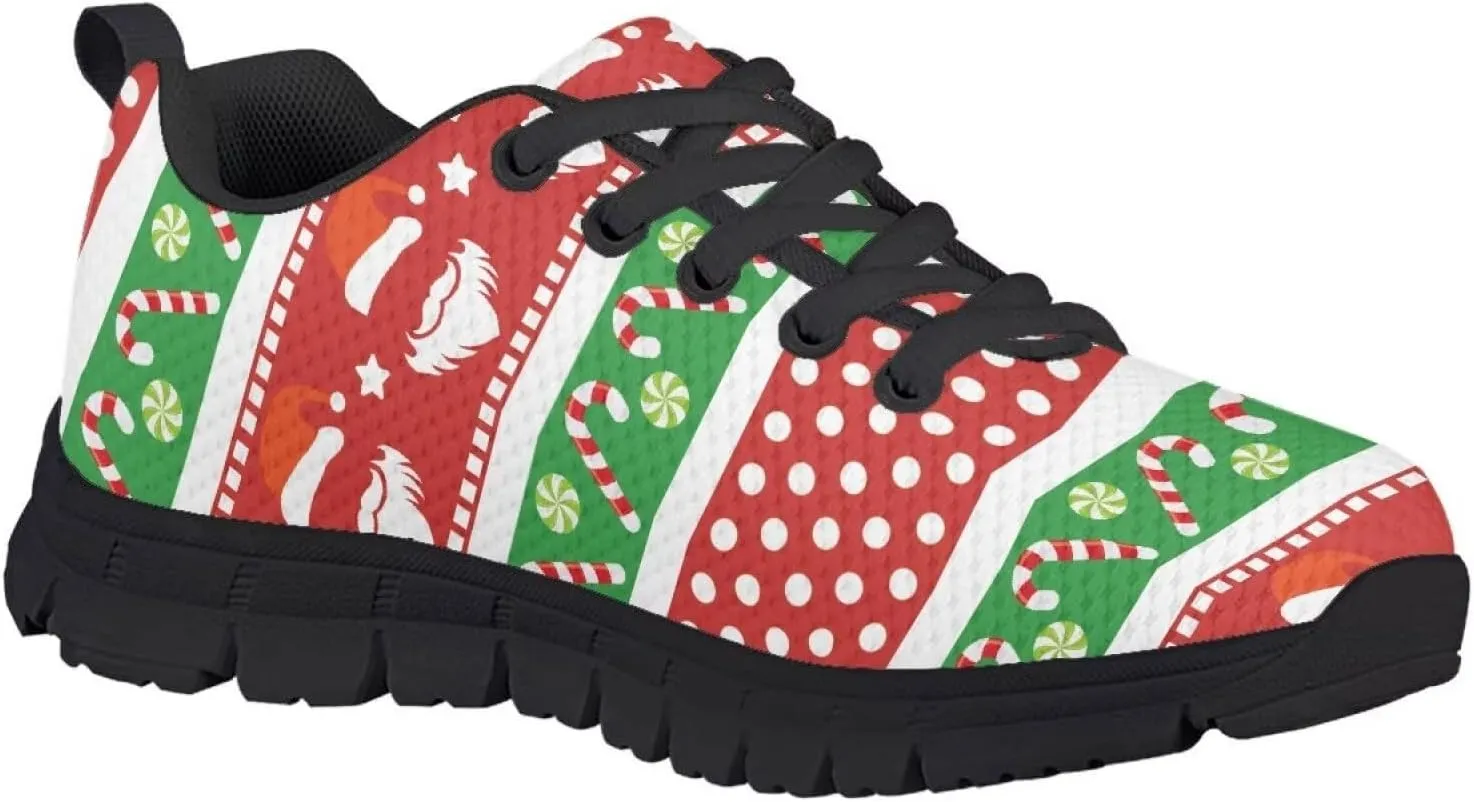 Toddler Boys Girls Sneakers Christmas Soft Breathable Shoes Cute Fashion Lightweight Comfy Low-top Camping Shoes for Party US Little Kid 11-13 Big Kid 1-5 Black Sole
