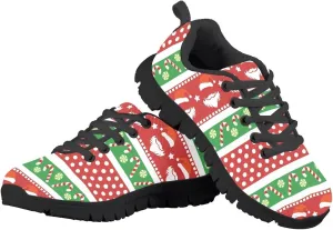 Toddler Boys Girls Sneakers Christmas Soft Breathable Shoes Cute Fashion Lightweight Comfy Low-top Camping Shoes for Party US Little Kid 11-13 Big Kid 1-5 Black Sole