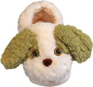 Toddler Boys Girls Soft Plush Slippers Cartoon Dog Cute Animal House Shoes Winter Indoor Non Slip Warm Slippers