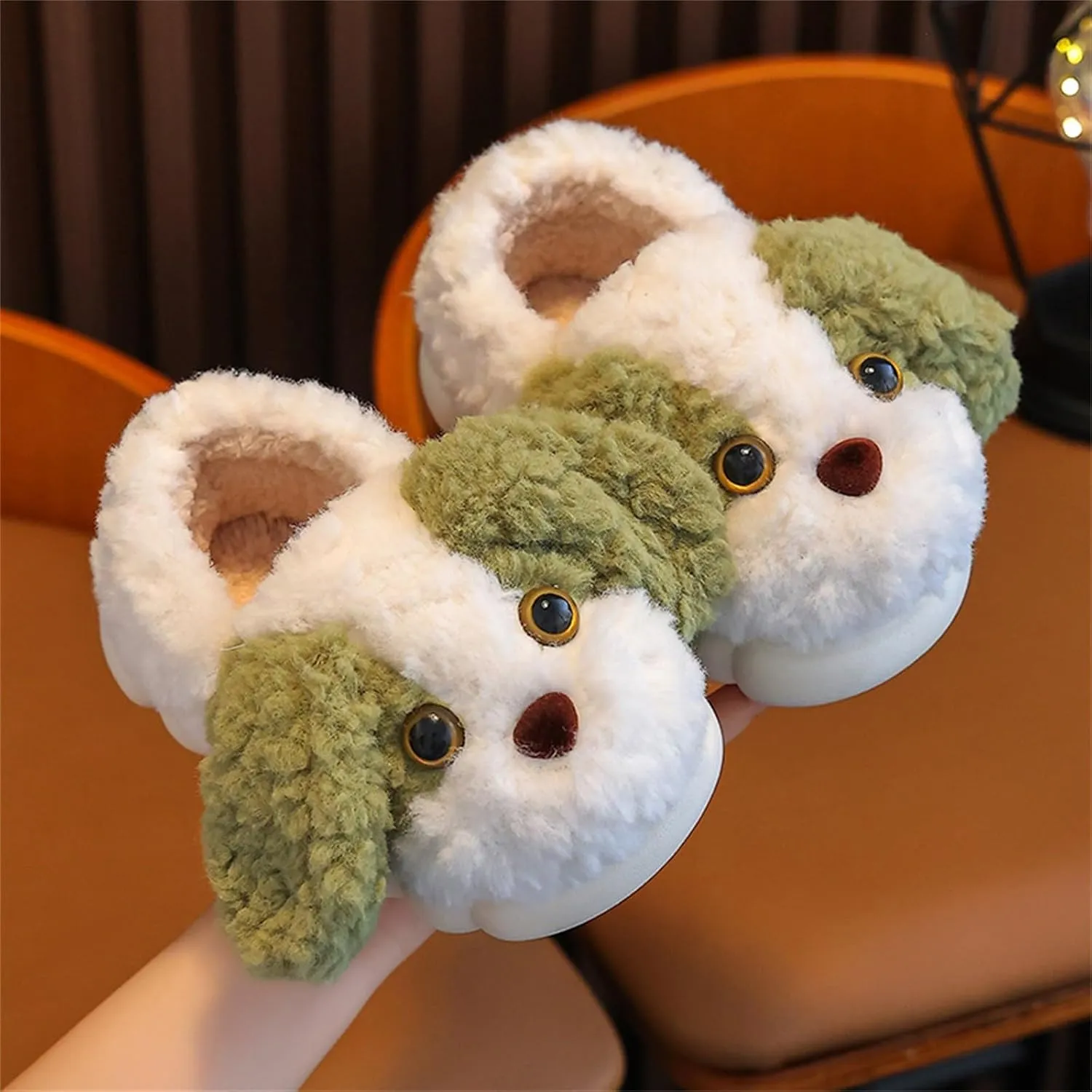 Toddler Boys Girls Soft Plush Slippers Cartoon Dog Cute Animal House Shoes Winter Indoor Non Slip Warm Slippers