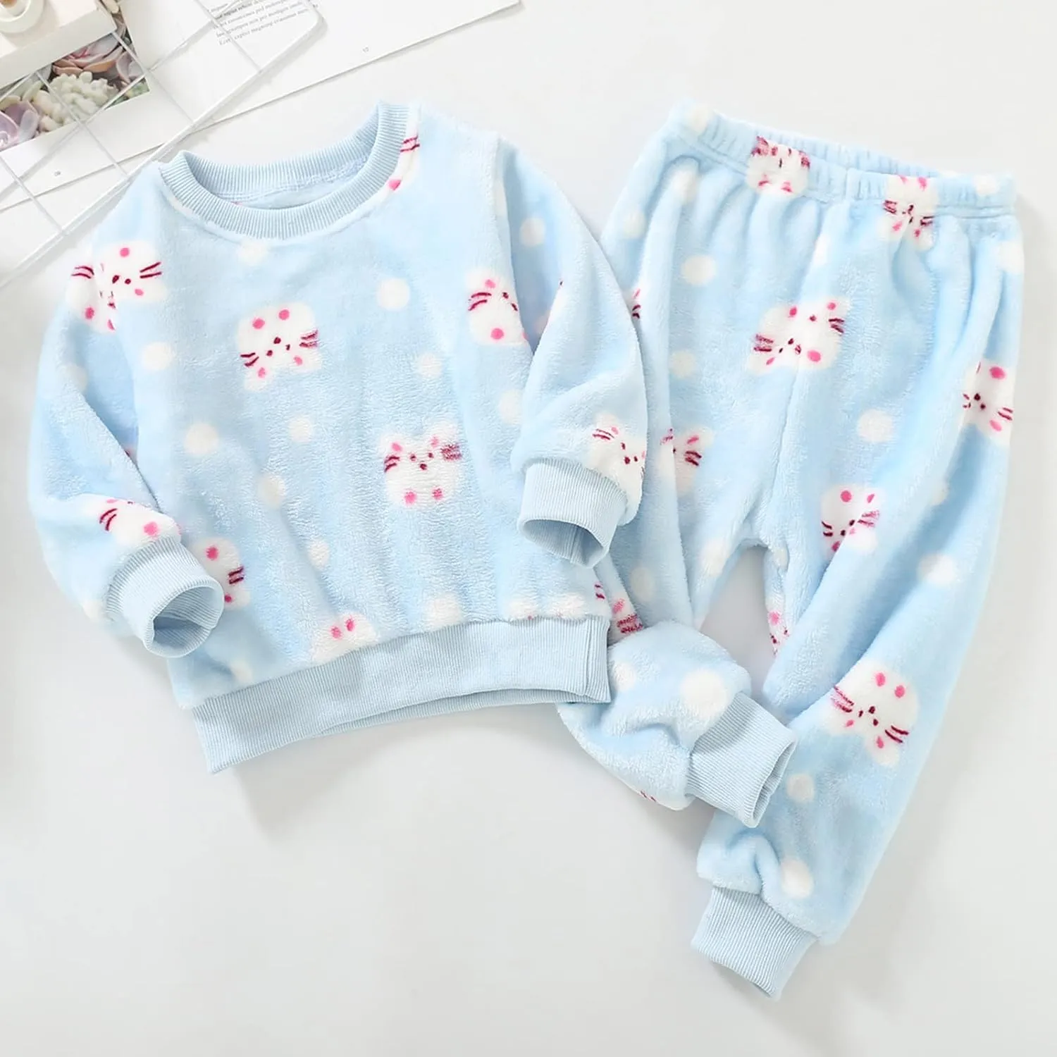 Toddler Boys Girls Winter Long Sleeve Cartoon Prints Fleece Pajamas Sleepwear My First Valentines Day Baby Boy Outfit