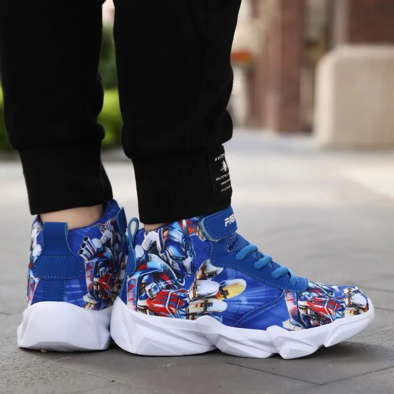 Toddler Little Kid Cartoon Sport Shoes Big Boys High Top Sneakers for Running Basketball Tennis Hiking