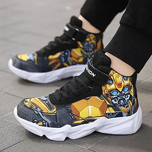 Toddler Little Kid Cartoon Sport Shoes Big Boys High Top Sneakers for Running Basketball Tennis Hiking