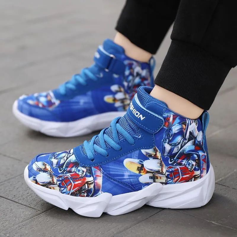 Toddler Little Kid Cartoon Sport Shoes Big Boys High Top Sneakers for Running Basketball Tennis Hiking
