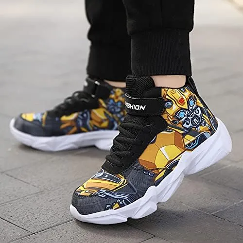 Toddler Little Kid Cartoon Sport Shoes Big Boys High Top Sneakers for Running Basketball Tennis Hiking