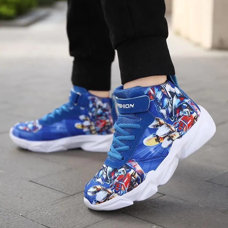 Toddler Little Kid Cartoon Sport Shoes Big Boys High Top Sneakers for Running Basketball Tennis Hiking