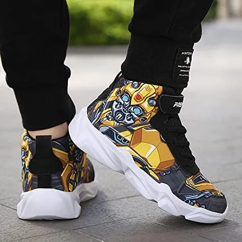 Toddler Little Kid Cartoon Sport Shoes Big Boys High Top Sneakers for Running Basketball Tennis Hiking