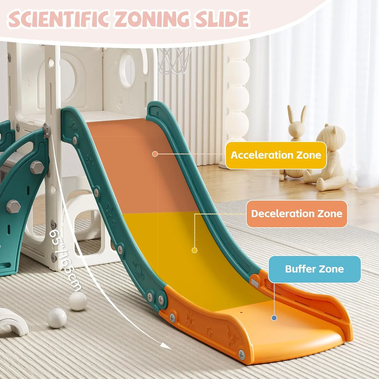 Toddler Slide, Kids Slide for Toddlers Indoor Playset for Toddlers with Basketball Hoop and Ball Playset Telescope