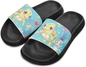Toddler Slip On Pillow Slippers Boys Girls Lightweight Quick Drying Shower Slides Breathable Beach Walking Slides US Size Little Kids 11-13 Big Kids 1-3 Black Sole