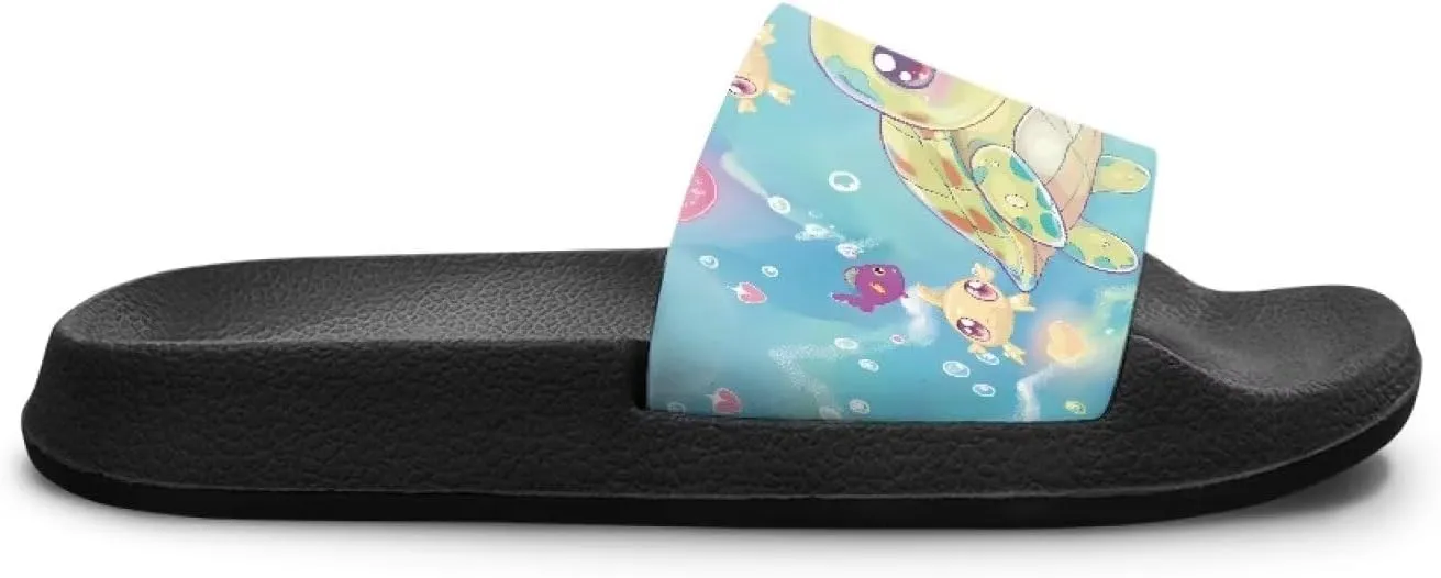Toddler Slip On Pillow Slippers Boys Girls Lightweight Quick Drying Shower Slides Breathable Beach Walking Slides US Size Little Kids 11-13 Big Kids 1-3 Black Sole