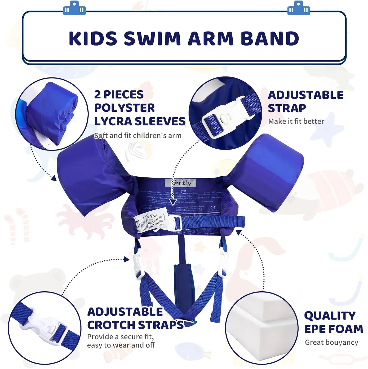 Toddler Swim Vest Toddler Floaties 20-30-50  lbs Puddle Jumper Swim Floaties Pool Float Water Arm Wings Kids with Adjustable Crotch Strap Floaties, Learn to Swim Toddler Boys Girls and Child