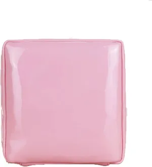 Toiletry Women Square Patent Leather Zipper Make Up Female Travel Cosmetic Case bag (Pink)