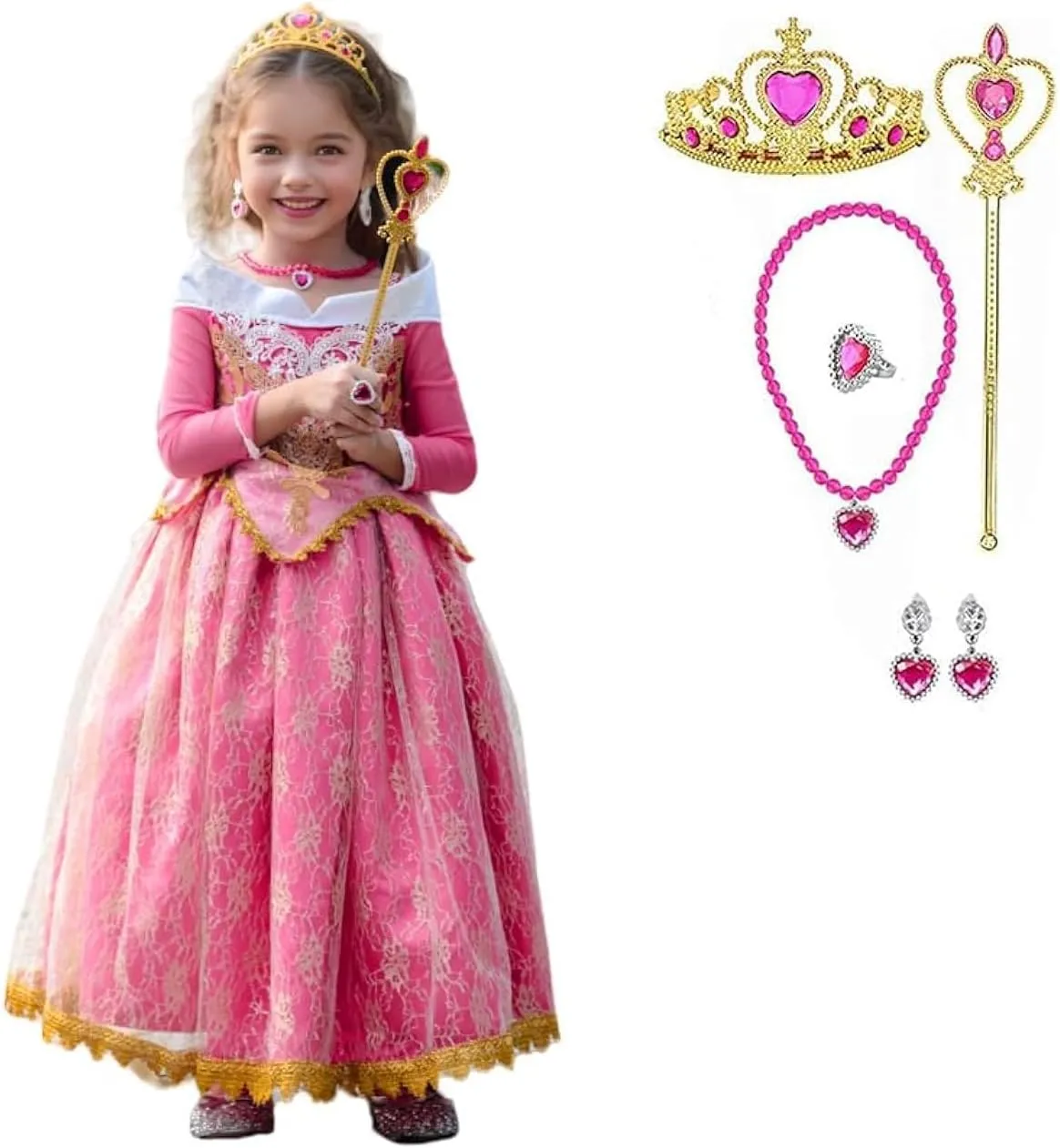 ToLaFio Princess Costume for Girls Birthday Role Play Dress Up Ball Gown Halloween Fancy Party Dress