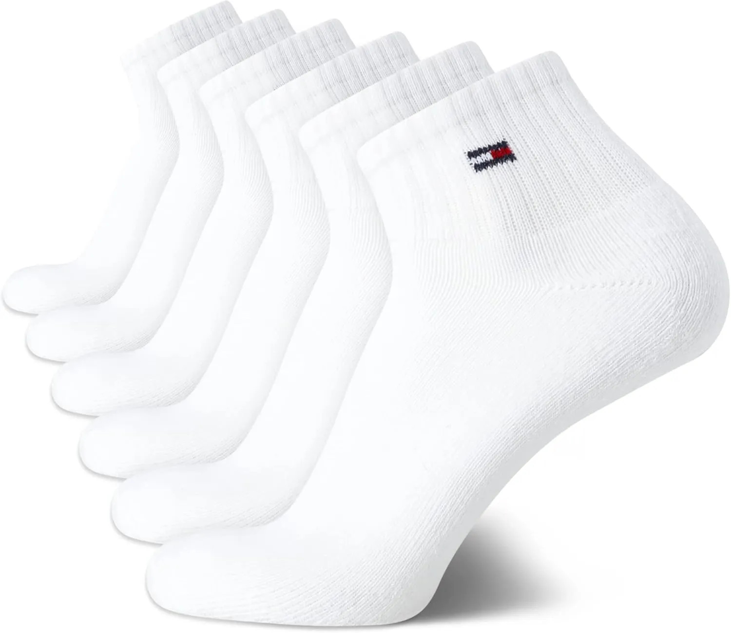 Tommy Hilfiger Men's Quarter Socks - 6 Pack Cushioned Athletic Ankle Socks - Breathable Sports for Men