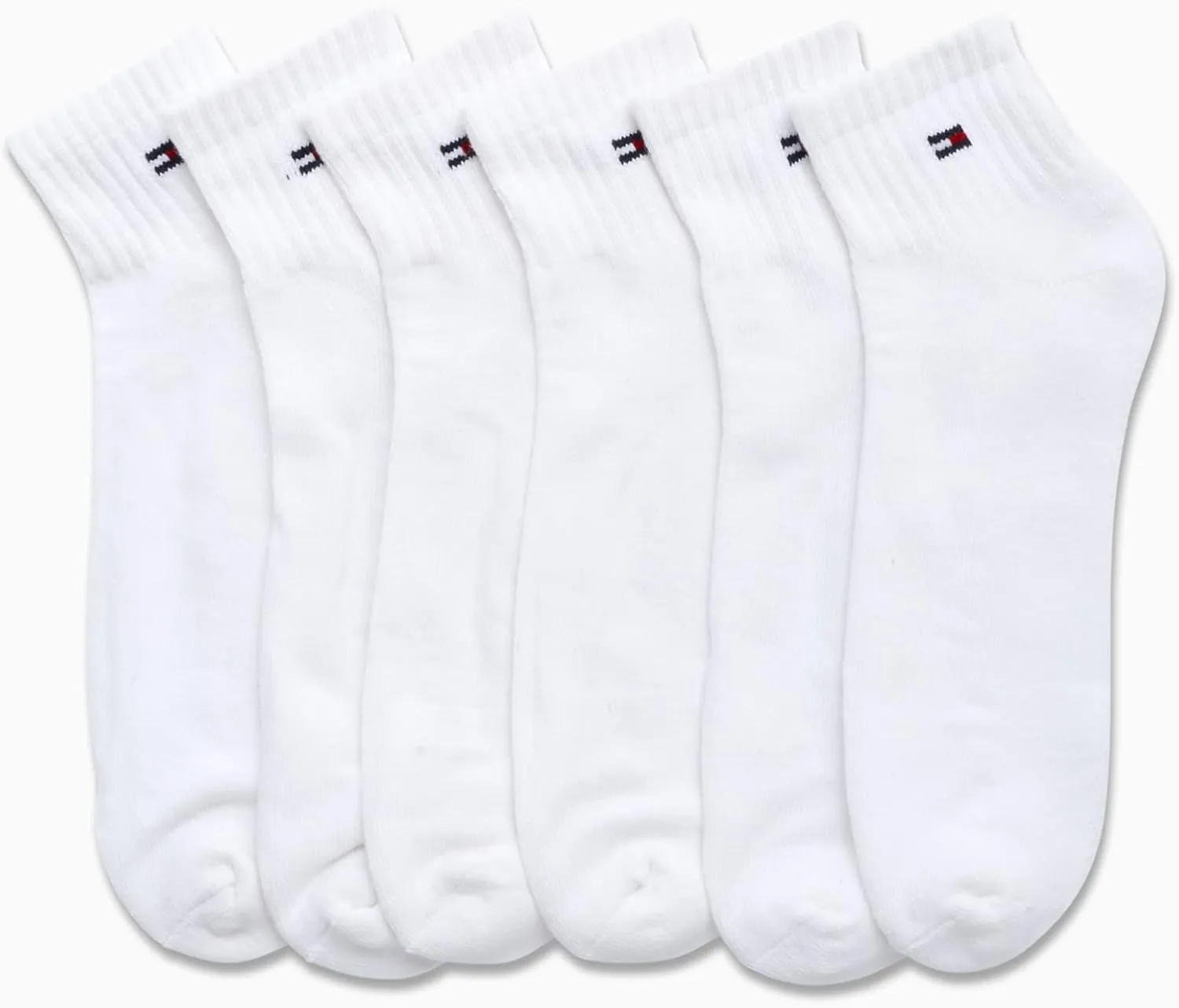 Tommy Hilfiger Men's Quarter Socks - 6 Pack Cushioned Athletic Ankle Socks - Breathable Sports for Men