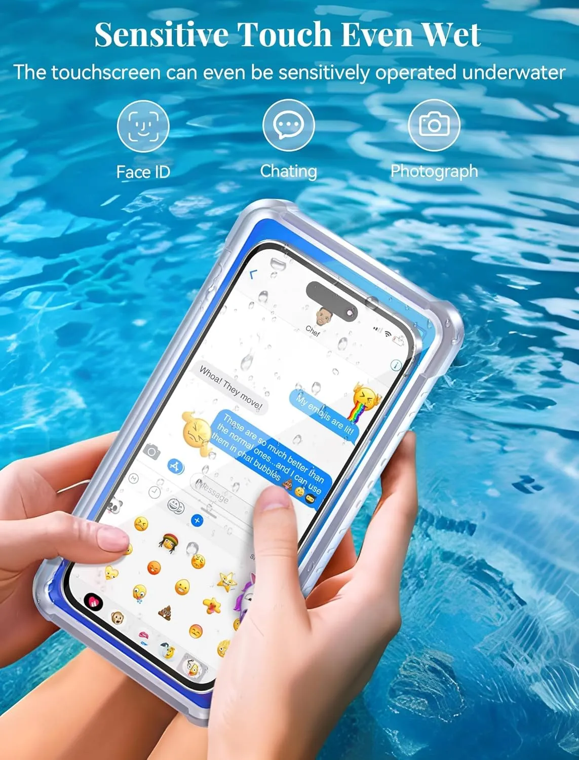 TOPGO Waterproof Phone Case with Crossbody Lanyard for Snorkeling, Diving and Filming [Underwater Screen Touchable & Water Protector] Cell Phone Dry Box Up to 7 inch for iPhone/Galaxy/Pixel- Blue