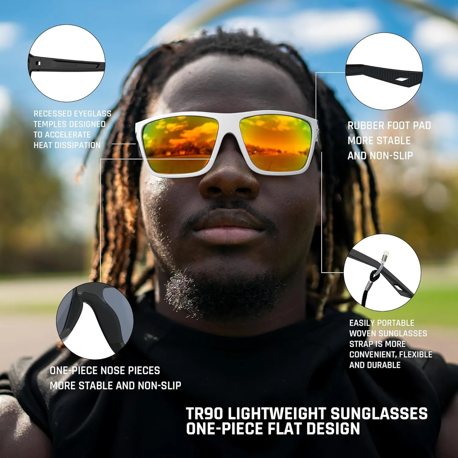 TOREGE Mens Women Sunglasses Polarized Sports UV Protection Wraparound Lightweight Sunglasses for Fishing Golfing NAUTILUS