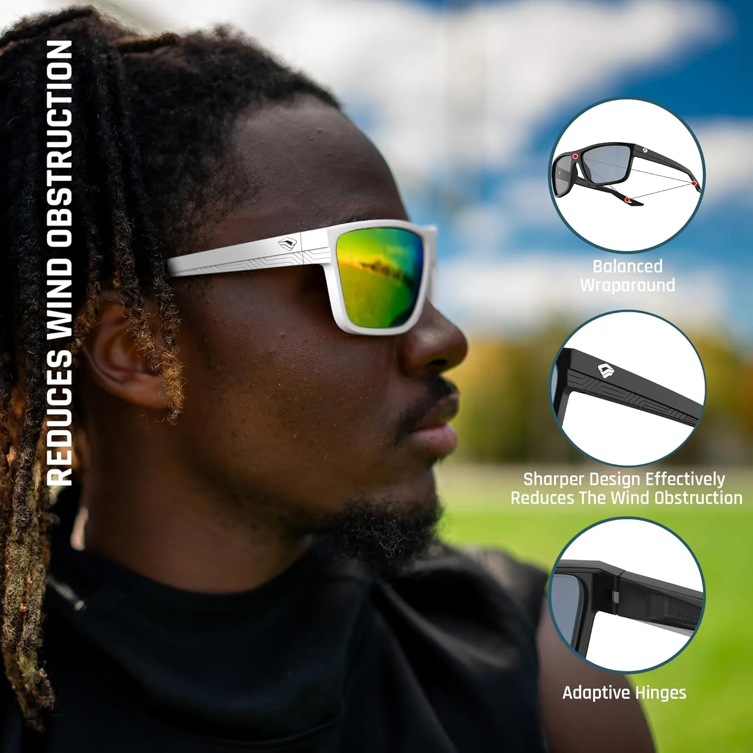 TOREGE Mens Women Sunglasses Polarized Sports UV Protection Wraparound Lightweight Sunglasses for Fishing Golfing NAUTILUS