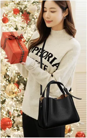 Tote Bag for Women Classic Shoulder Bag Cute Crossbody Bag Black Purse Handbag with Zipper Closure and Adjustable Strap