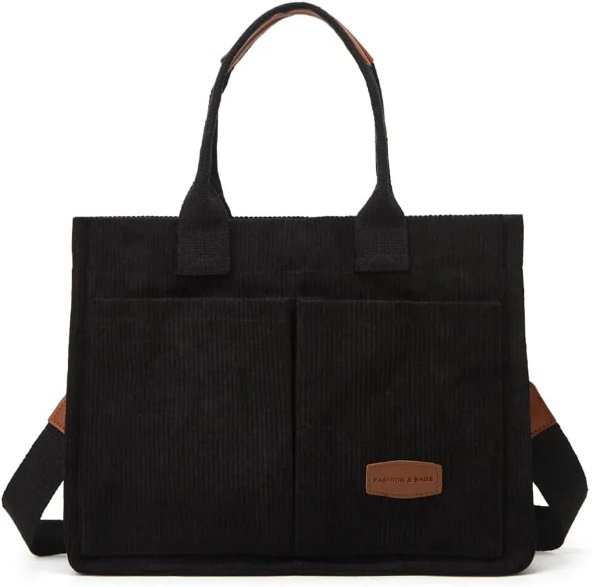 Tote Bag for Women Fashion Corduroy Handbags Casual Hobo Messenger Bag Canvas Shoulder Bag with Multi-pocket