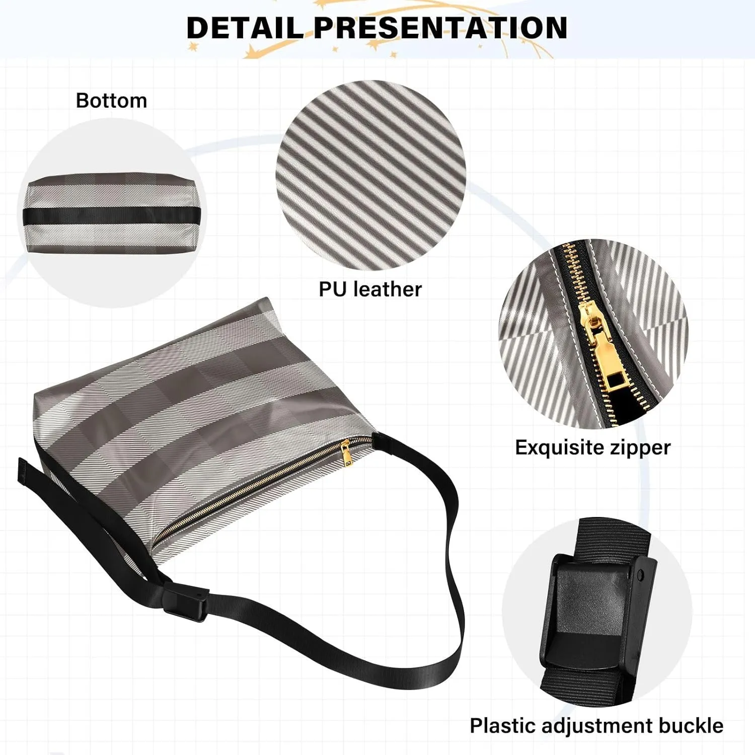 Tote Bag for Women Leather Shoulder Bag Crossbody Bag Girls Cute Tote Bag with Zipper for Work Checkered