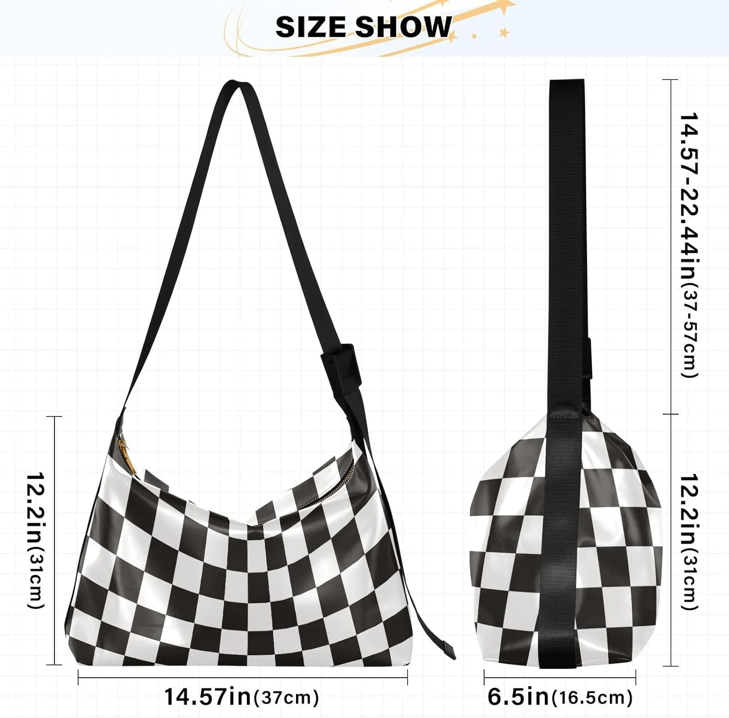 Tote Bag for Women Leather Shoulder Bag Crossbody Bag Girls Cute Tote Bag with Zipper for Work Checkered