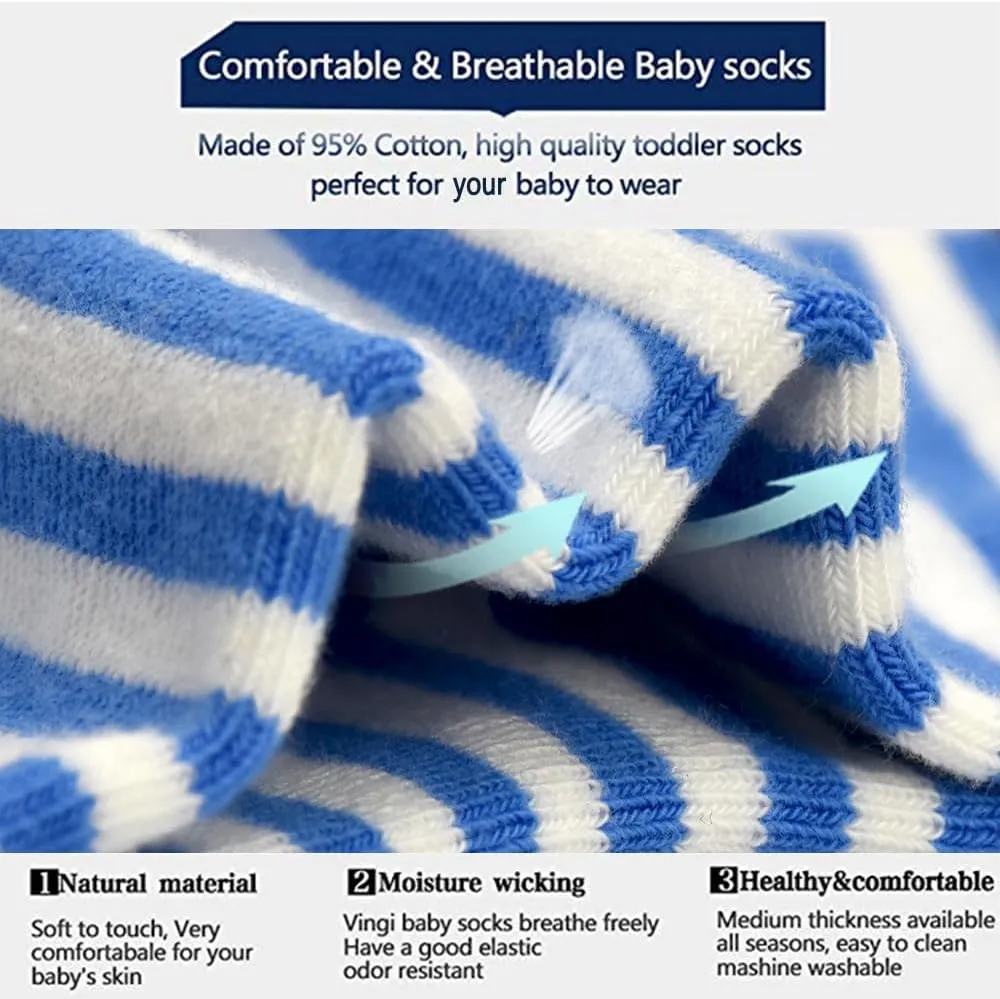 Tphon Toddler Socks, Kids Grip Socks 12 Pairs Non Slip Boys Sock for 1-10 Years Infants Baby Children