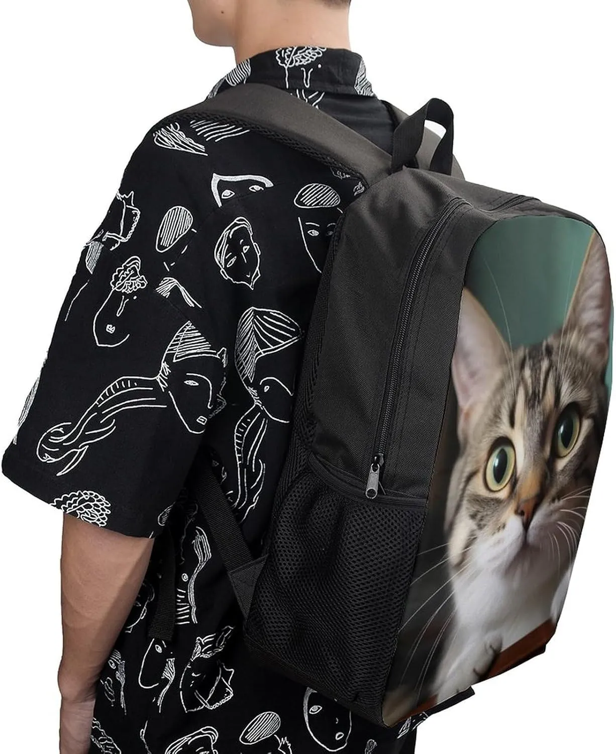 Travel Backpack for Men Women Daypack A Curious Cat Laptop Backpack Computer Bag Business Work Bag for Work