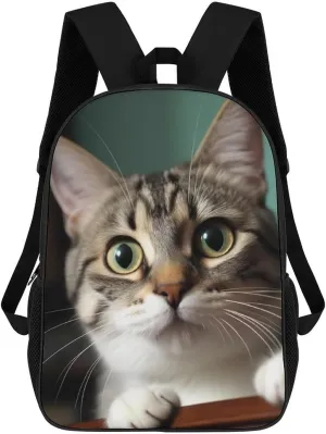 Travel Backpack for Men Women Daypack A Curious Cat Laptop Backpack Computer Bag Business Work Bag for Work