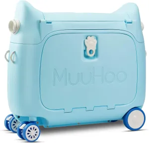 Travel Bundle, Includes Kid's Ride-On Suitcase & In-Flight Bed; Adjustable, Lightweight Crew BackPack - Approved by Many Airlines - Best for Ages 3-7 (Blue)