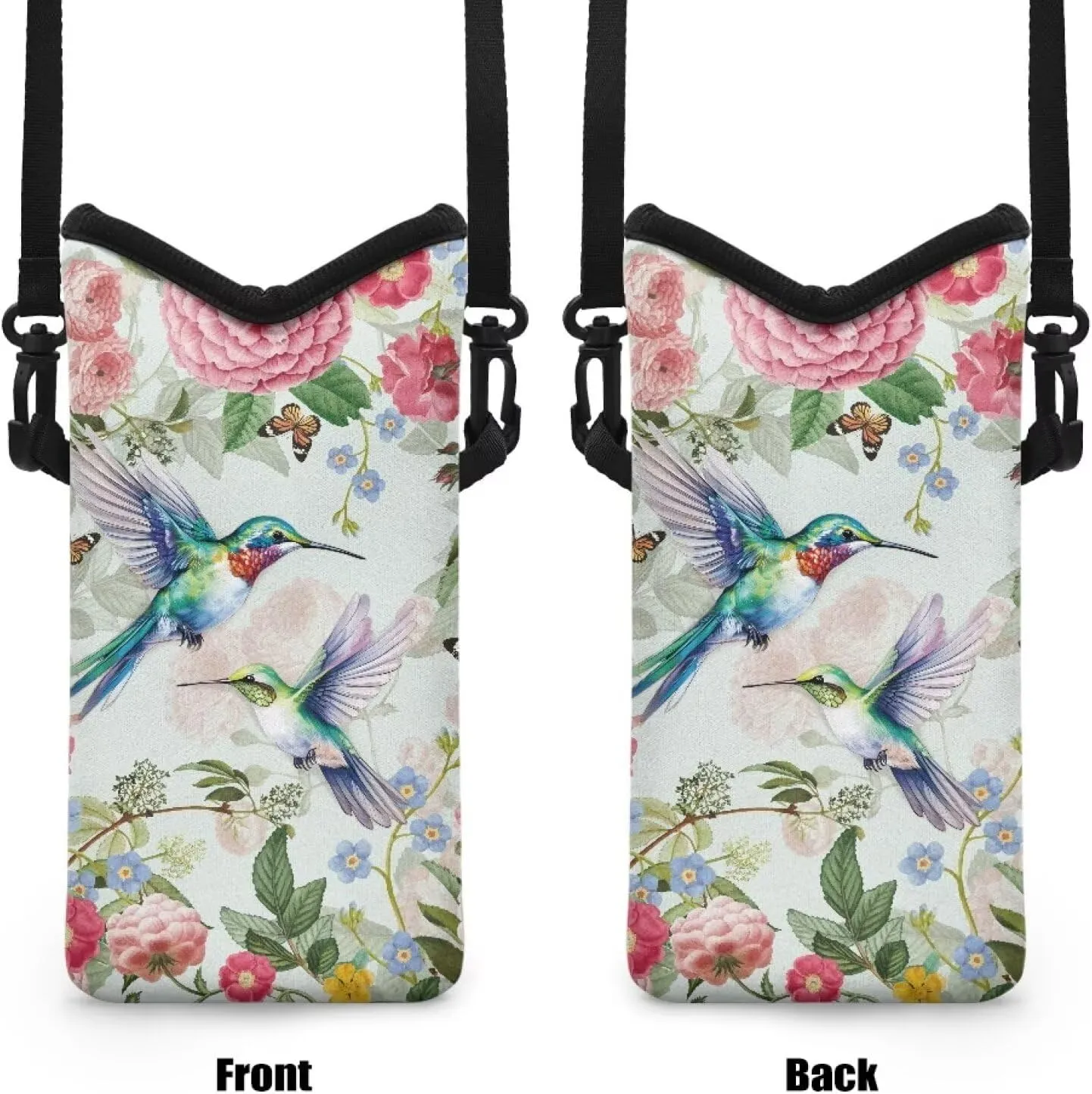 Travel Crossbody Cell Phone Purse Waterproof Mini Smartphone Shoulder Bag Lightweight Cellphone Bag for Phone, Keys, Power Bank, 8 x 4 inch, Hummingbird Flower Butterfly Green