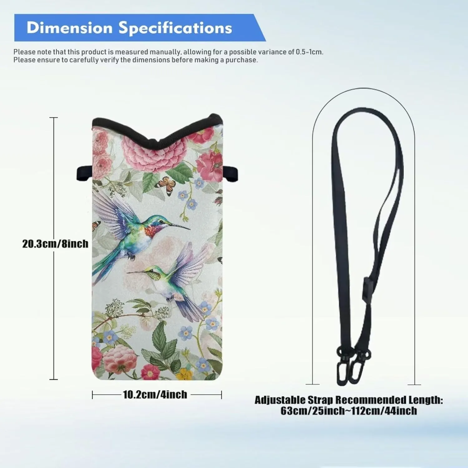 Travel Crossbody Cell Phone Purse Waterproof Mini Smartphone Shoulder Bag Lightweight Cellphone Bag for Phone, Keys, Power Bank, 8 x 4 inch, Hummingbird Flower Butterfly Green
