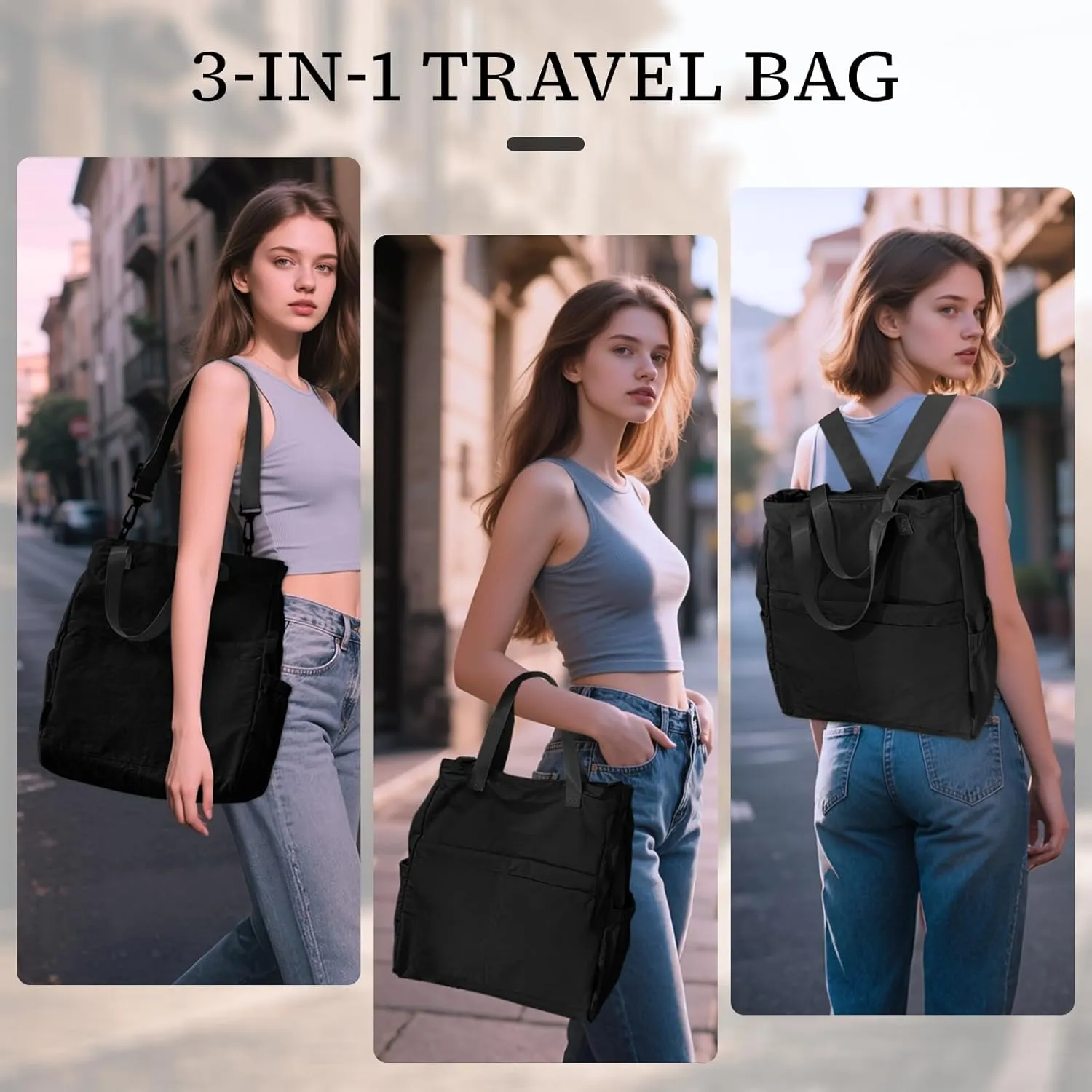 Travel Duffel Bag with Laptop Compartment, Gym Bag for Women Carry On Weekender Tote Overnight Backpack