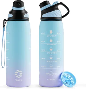 Tritan Plastic Water Bottle With Carry Strap, 34 oz BPA-Free Sports Water Bottle, with Magnetic Cap, Lightweight Leakproof Plastic Jug for Sports, Travel, School, Gym, Outdoor