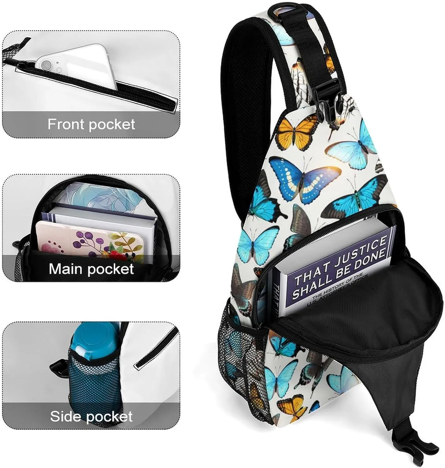 Tropic-butterflies Crossbody Sling Backpack, Shoulder Bag Chest Bag for Travel Sport Running