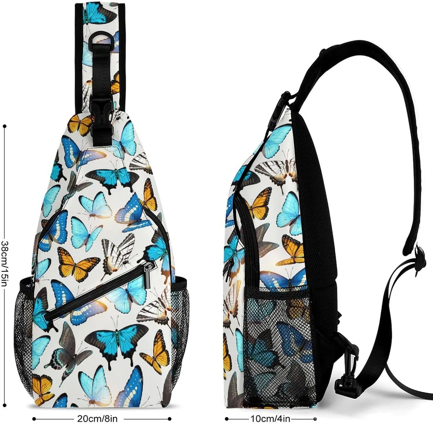 Tropic-butterflies Crossbody Sling Backpack, Shoulder Bag Chest Bag for Travel Sport Running