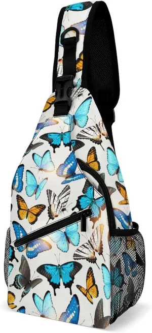 Tropic-butterflies Crossbody Sling Backpack, Shoulder Bag Chest Bag for Travel Sport Running