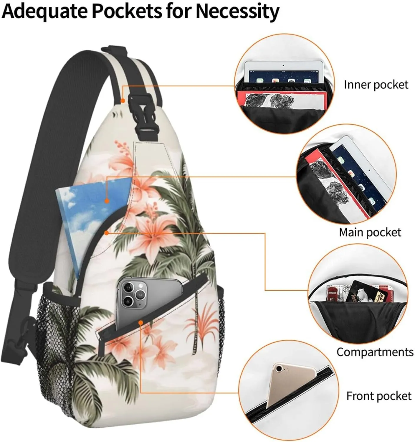 Tropical Palm Trees Print Men'S Casual Crossbody Chest Bag - A Versatile Accessory For Everyday Use And Short Trips