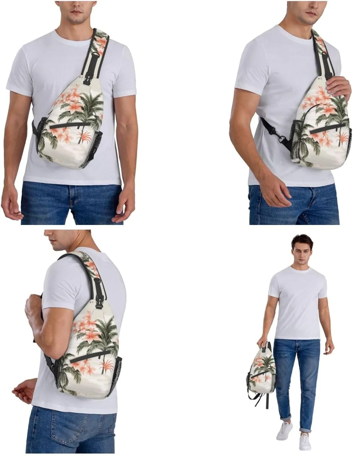 Tropical Palm Trees Print Men'S Casual Crossbody Chest Bag - A Versatile Accessory For Everyday Use And Short Trips