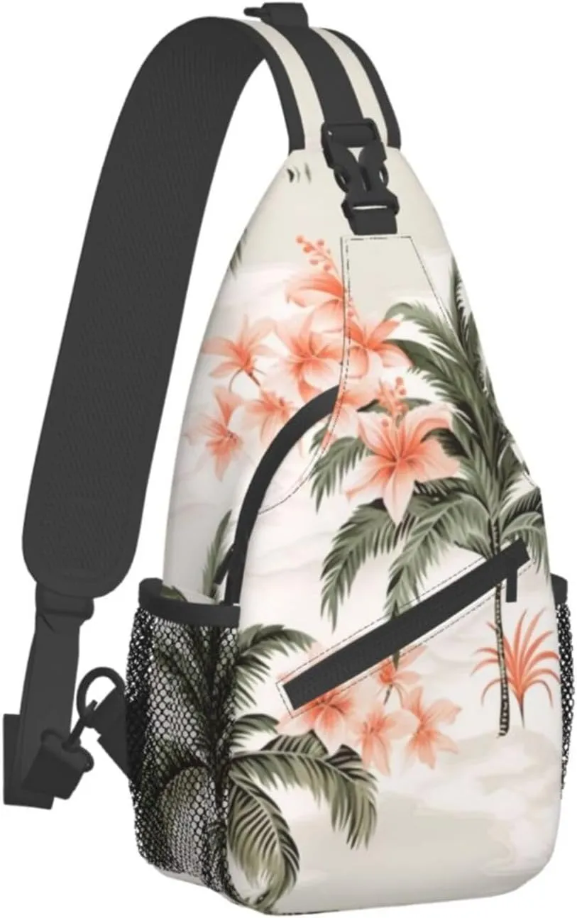 Tropical Palm Trees Print Men'S Casual Crossbody Chest Bag - A Versatile Accessory For Everyday Use And Short Trips