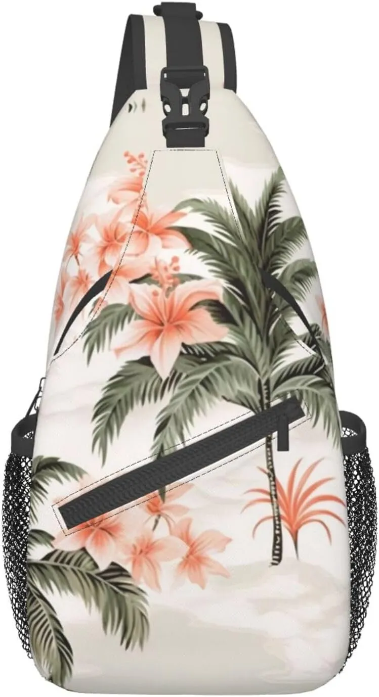 Tropical Palm Trees Print Men'S Casual Crossbody Chest Bag - A Versatile Accessory For Everyday Use And Short Trips